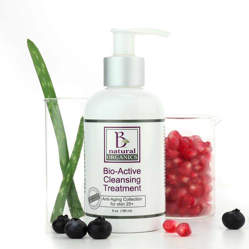 Be Natural Organics Bio-Active Cleansing Treatment - Organic Face Wash for Acne & Sensitive Skin | Deep Cleansing, Hydrating & Gentle Formula for Daily Skincare Routine