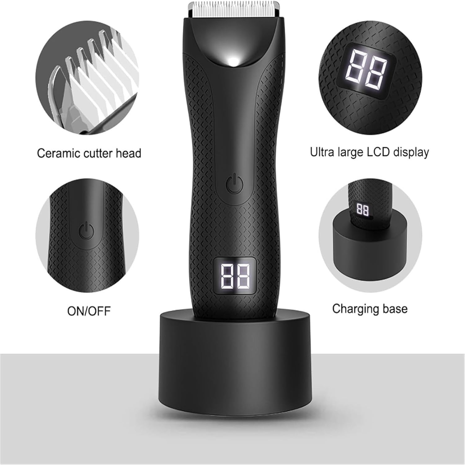VRSGS Electric Body Hair Trimmer for Men - Waterproof Cordless Body Shaver with LED Light for Chest, Back, Leg & Groin Hair Removal - Perfect for Travel, Gym & Home Use
