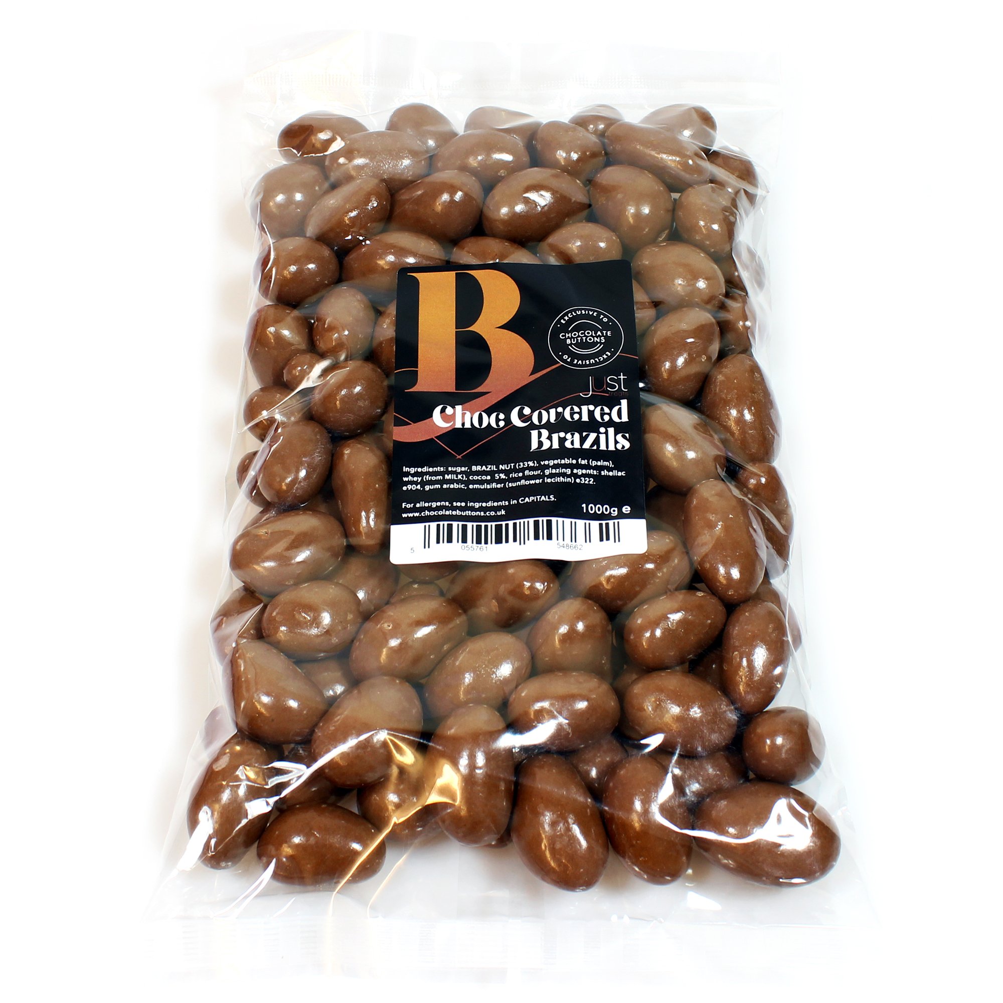 Just Treats Chocolate Covered Brazil Nuts (1kg Bulk Party Pack) - Perfect for Holidays, Gifts & Snacking