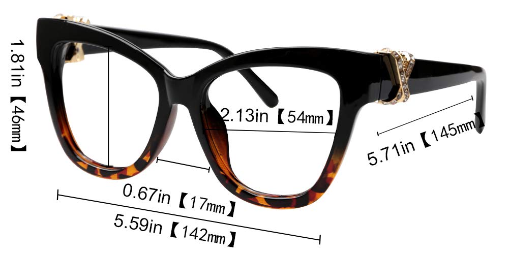 SOOLALA Blue Light Blocking Reading Glasses with Shiny Rhinestones - Stylish Butterfly Frame Computer Glasses for Women, Perfect for Office Work, Screen Time & Night Reading
