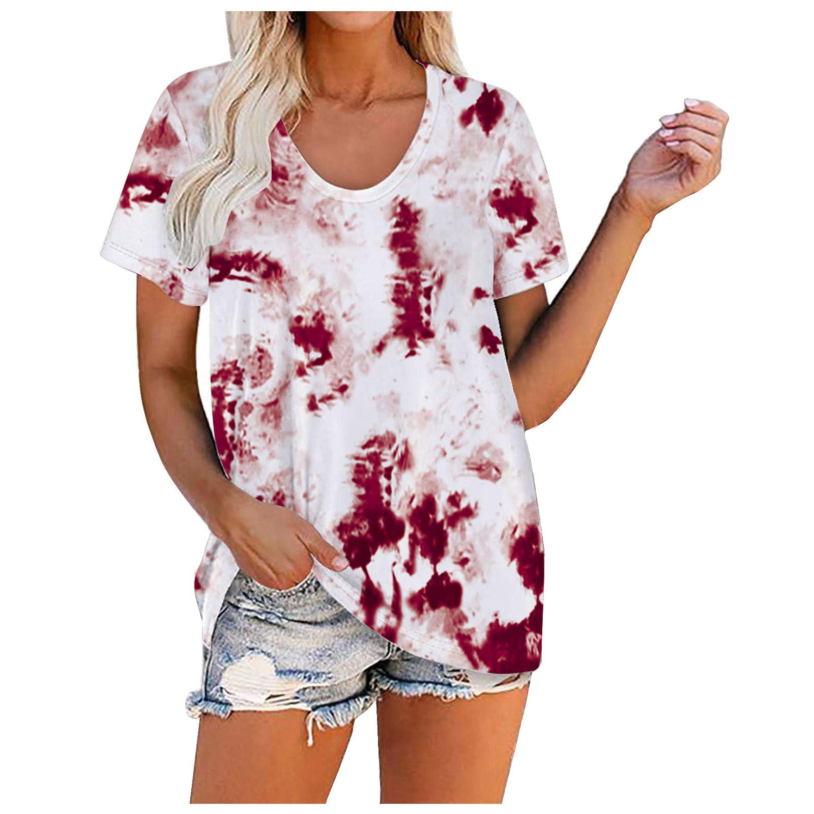 Women's Casual Summer V-Neck T-Shirt - Loose Fit Trendy Tunic Blouse with Short Sleeves | Perfect for Everyday Wear, Beach Outings & Summer Vacations