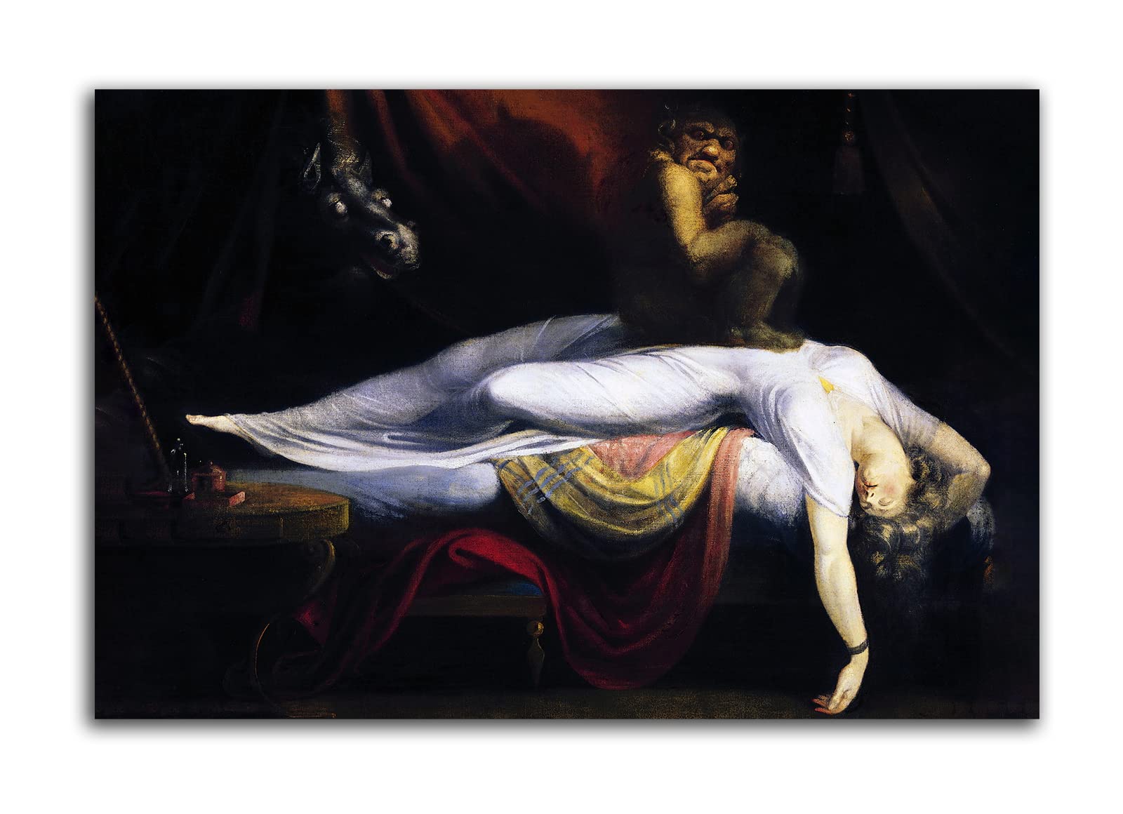 Henry Fuseli The Nightmare Oil Painting Print - Gothic Horror Art Wall Decor - 8x12 inch (20x30cm) Unframed Canvas Poster - Perfect for Dark Academia Bedroom, Gothic Home Office & Halloween Party Decoration