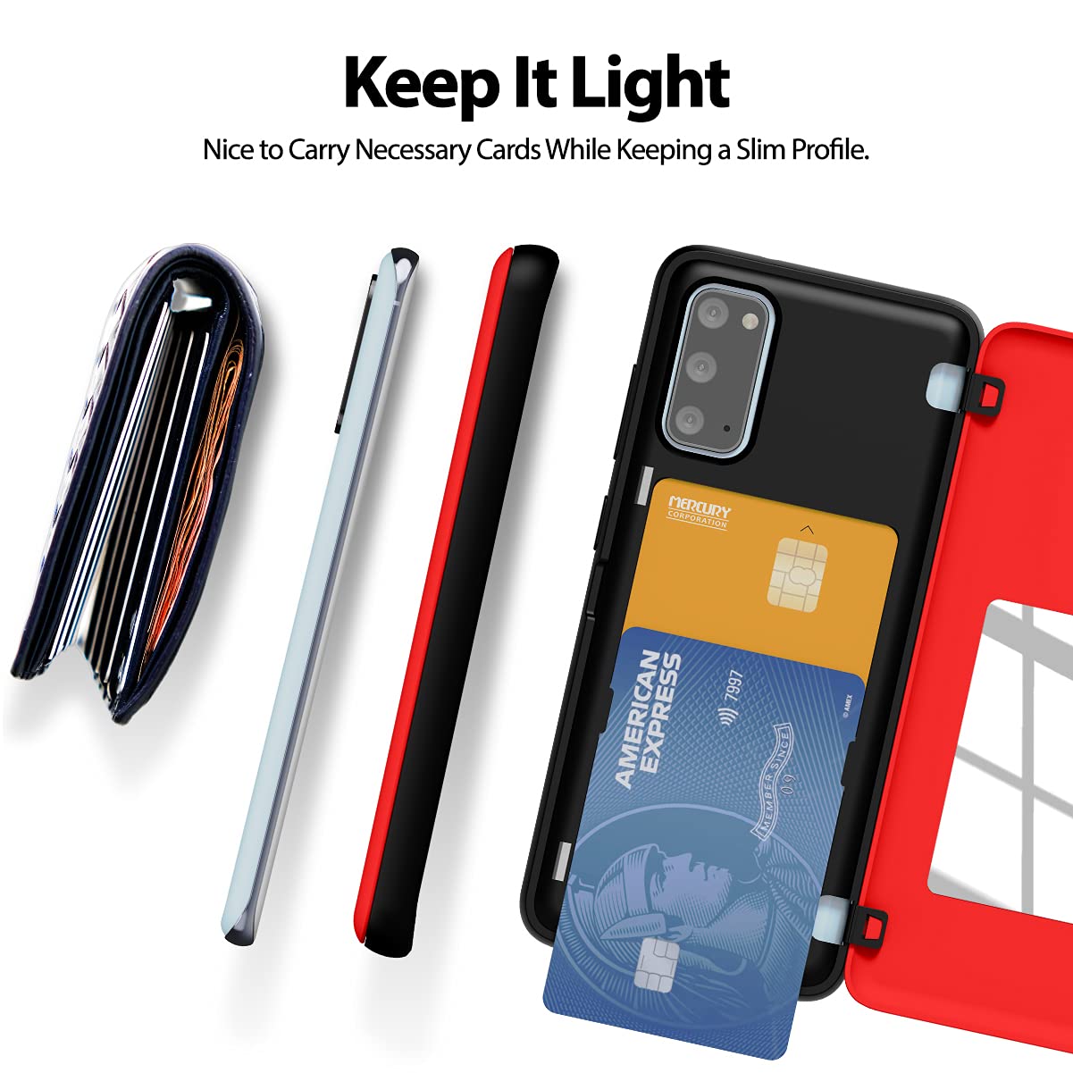 GOOSPERY Galaxy S20 Wallet Case with Card Holder & Kickstand - Slim Protective Dual Layer Bumper Phone Cover (Red) - Perfect for Travel, Work & Everyday Use