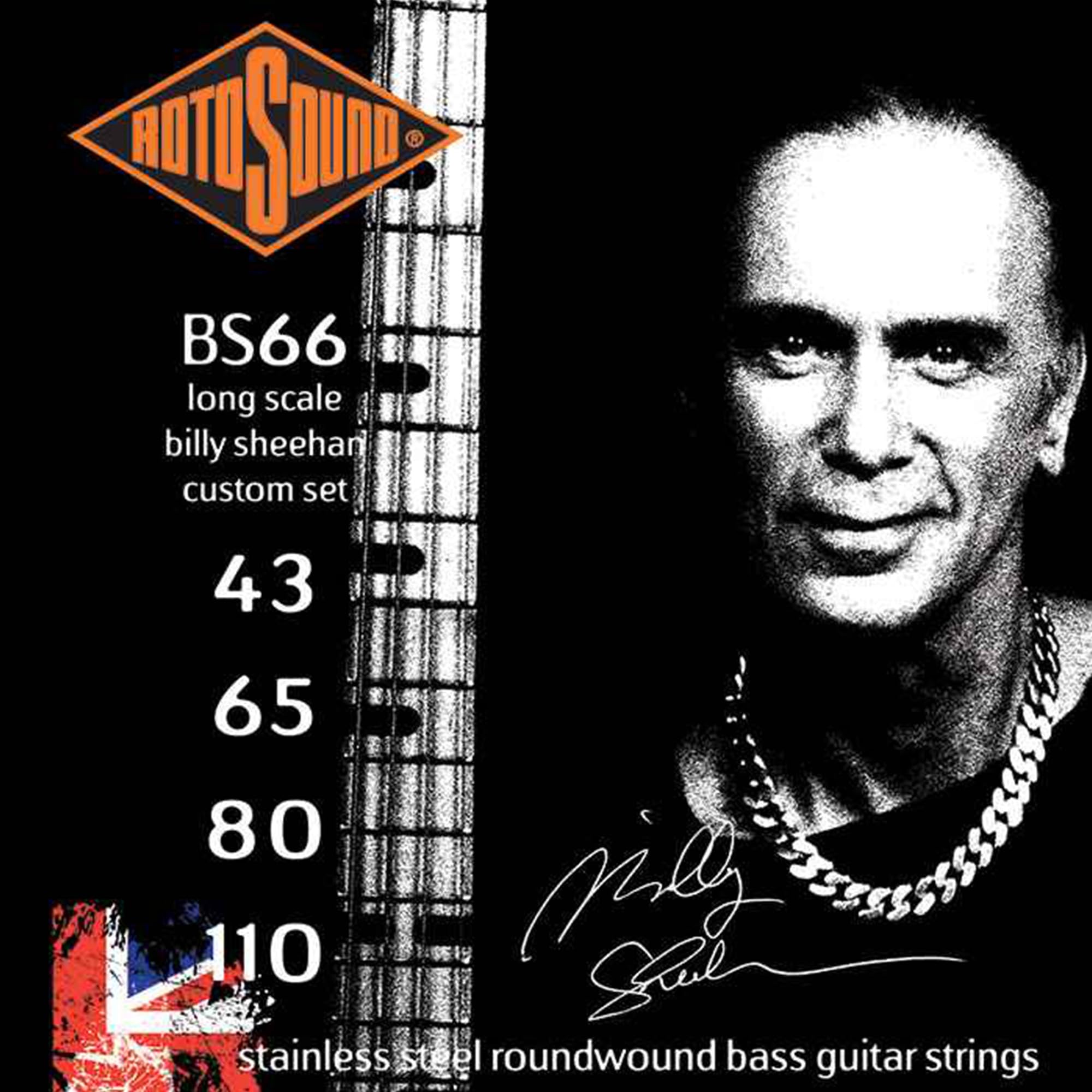 Rotosound BS66 Swing Bass 66 Stainless Steel Bass Guitar Strings (43-65-80-110 Gauge) - Perfect for Jazz, Blues & Rock Performances & Studio Recording