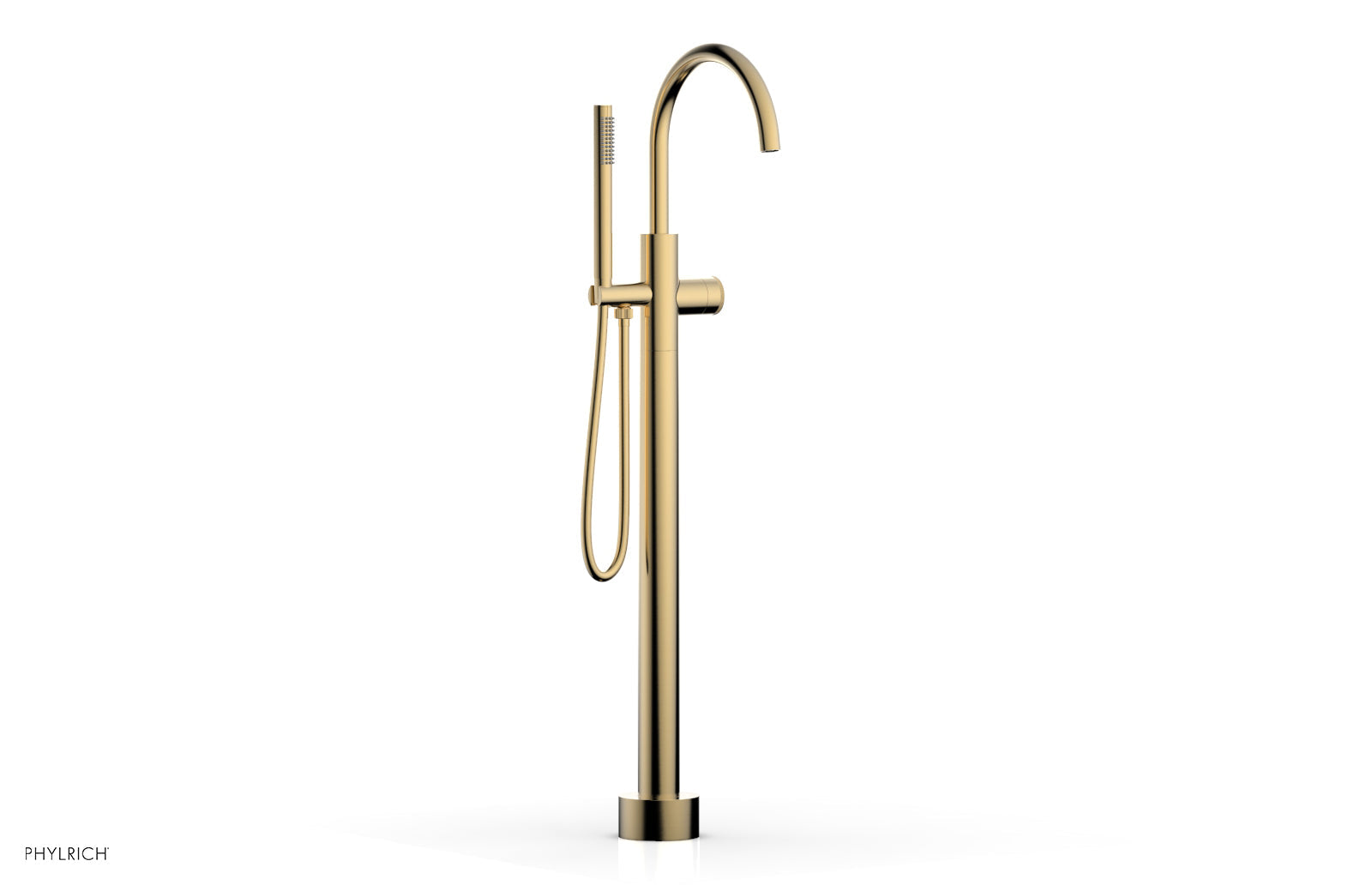 BASIC II Tall Floor Mount Tub Filler with Knurled Handle & Hand Shower - Model 230 44 01 - Perfect for Modern Bathroom Renovations and Spa-Like Showers