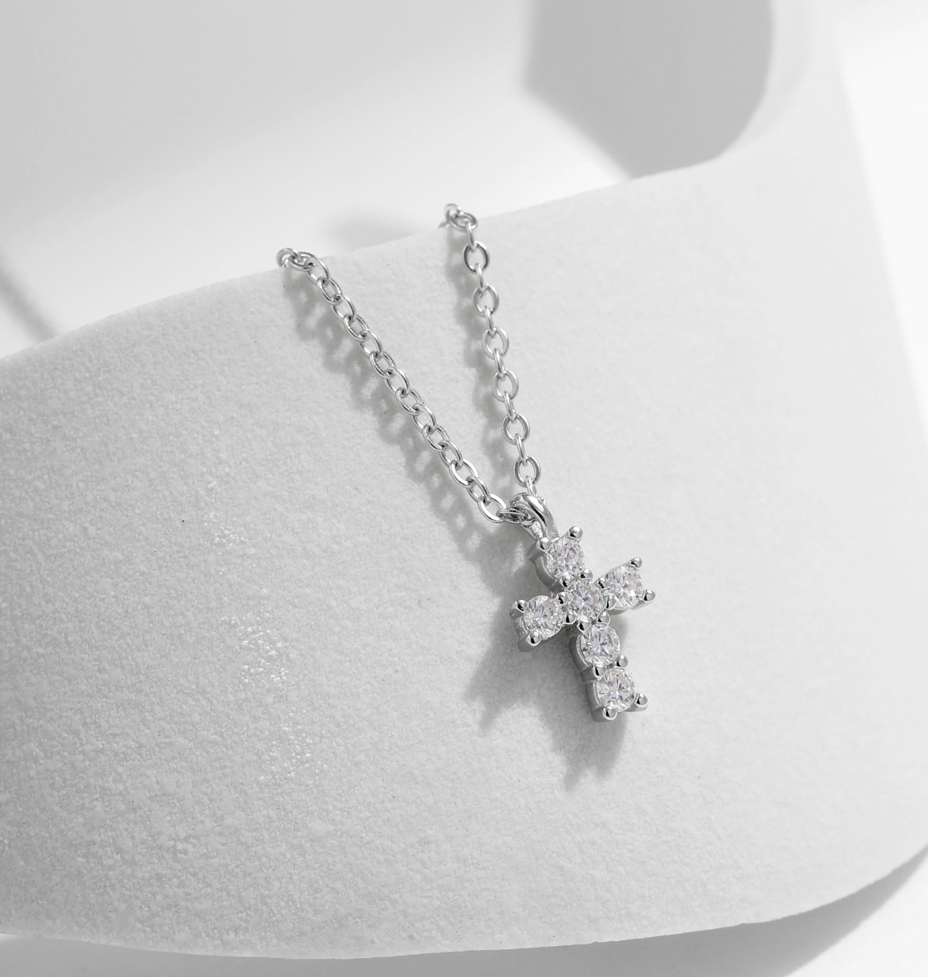 925 Sterling Silver Tiny Cross Pendant Necklace for Women - Delicate Religious Jewelry Gift for Mom, Birthday, Baptism & Everyday Wear