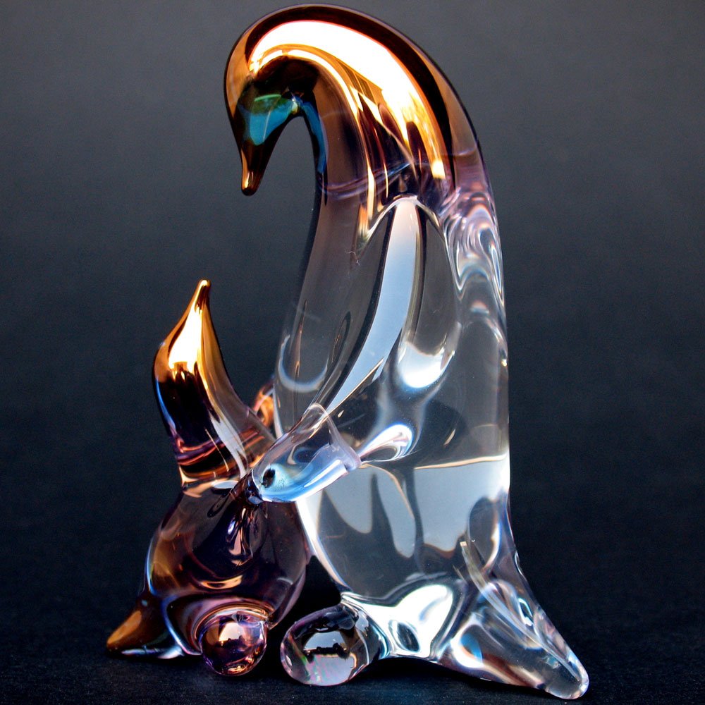Hand Blown Glass Penguin Mother and Baby Figurine - Cute Collectible Animal Sculpture for Home Decor, Gift & Christmas Display