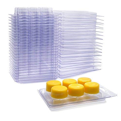DGQ 50-Pack Clear Round Wax Melt Molds - Reusable Plastic Clamshells for DIY Candle Making, Wax Melts & Aromatherapy - Perfect for Home Fragrance, Gifts & Craft Projects