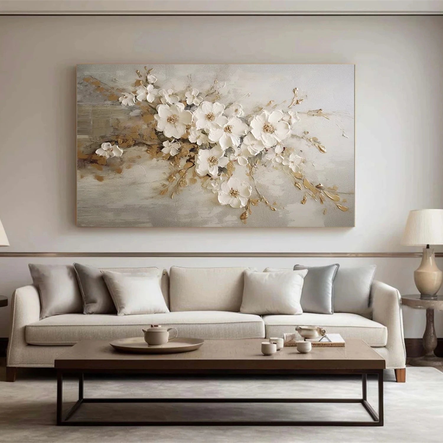 Flower and Tree Painting #FT179 - Handmade Canvas Wall Art for Home Decor, Office, Living Room & Bedroom