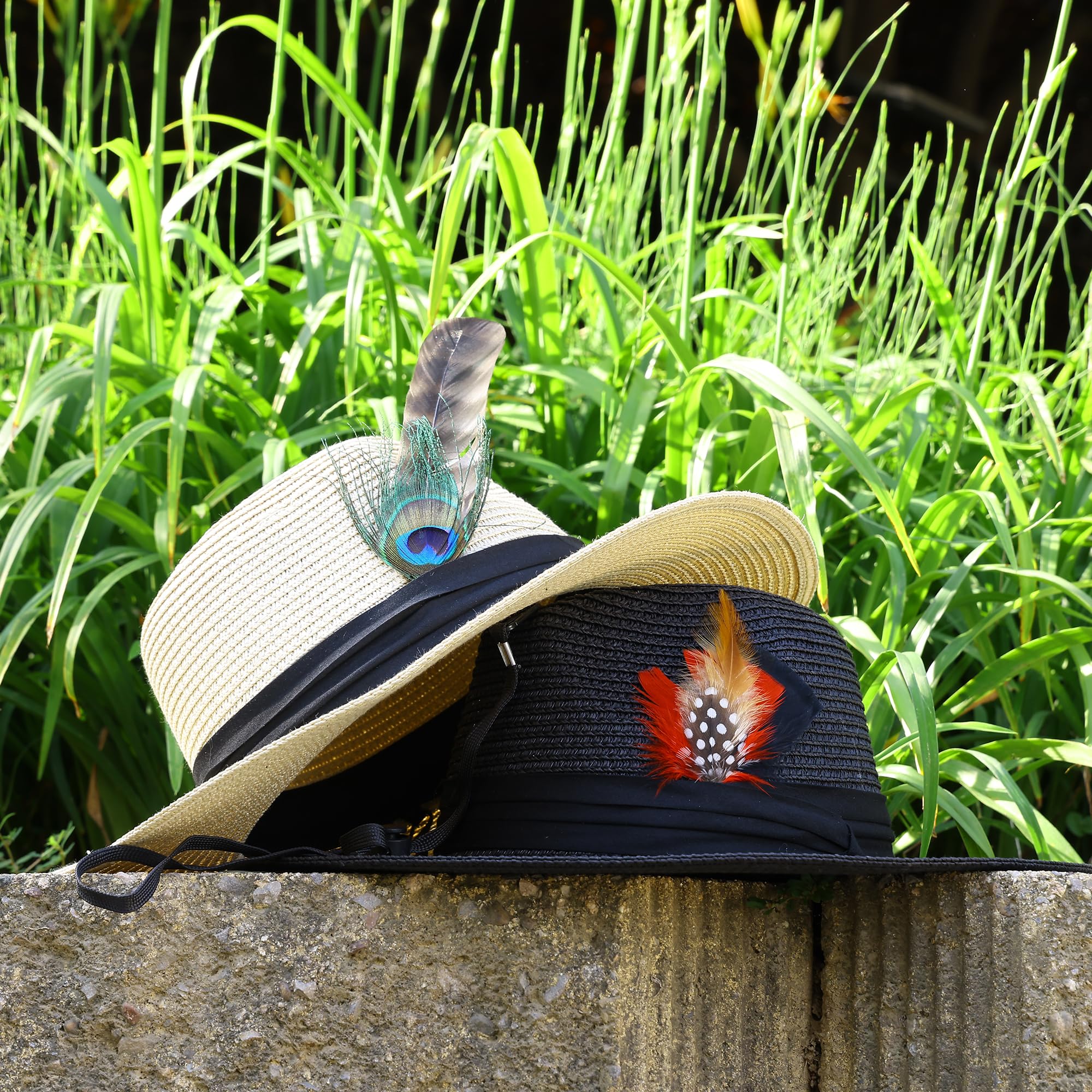 10 Styles Natural Feathers for Hats - DIY Fedora, Cowboy & Party Hat Accessories - Perfect for Western Costumes, Oktoberfest & Christmas Celebrations