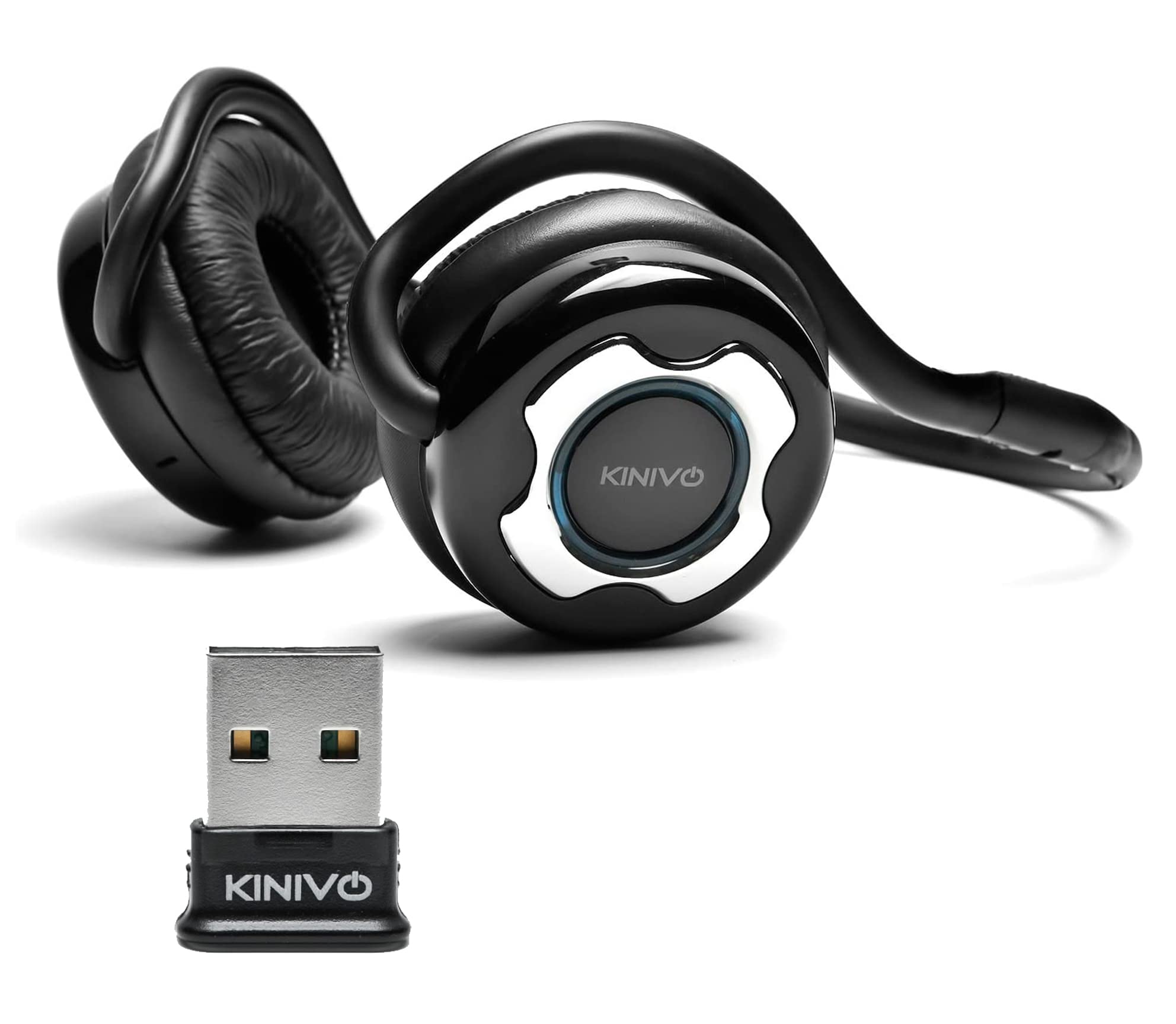 Kinivo BTH220 Wireless Bluetooth Headphones with BTD-400 USB Adapter - Bluetooth 4.0 Over-Ear Stereo Headset for PC, Windows, Linux & Raspberry Pi - Hands-Free Calling & Music Streaming - Ideal for Office, Gaming & Remote Work (Black)