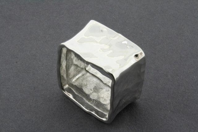 Hammered Square Ring Sterling Silver 925 - Handmade Boho Jewelry for Women - Perfect for Everyday Wear & Gift Giving