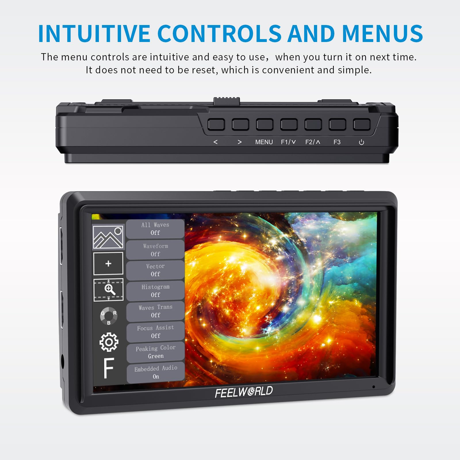 FEELWORLD S55V2 5.5 Inch Full HD 1920x1152 IPS DSLR Camera Field Monitor with HDMI Input/Output - Perfect for Videography, Photography & On-Set Monitoring