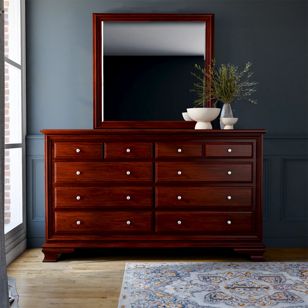 Amish Classic Double Dresser - Solid Wood 6-Drawer Chest for Bedroom, Living Room & Nursery Storage | Durable Handcrafted Furniture for Home Organization