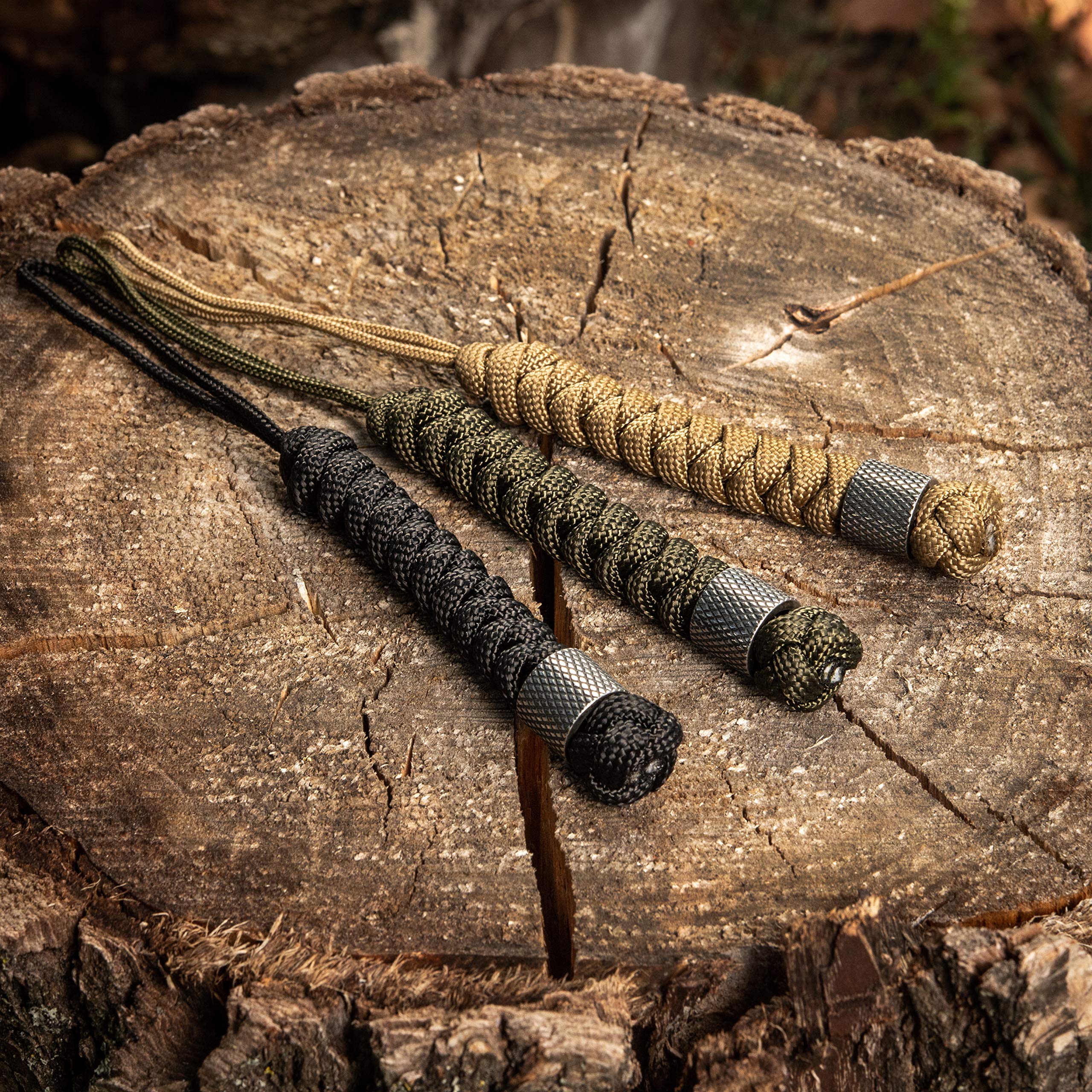 M-Tac Tactical Knife Lanyard with Beads - 550 Paracord Survival Lanyard for EDC, Hunting & Outdoor Use - Durable Stainless Steel Viper Clip (Olive Green) - Perfect for Knife Safety, Keychain & Gear Organization