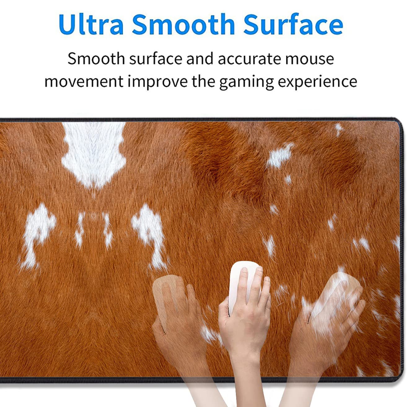 3-Piece Premium Mouse Pad Set - Large Anti-Slip Desk Mat with Stitched Edges, Memory Foam Wrist Rest & Coaster - Cowhide Leopard Brown Design for Office & Home Use - Perfect for Gaming, Work & Computer Comfort