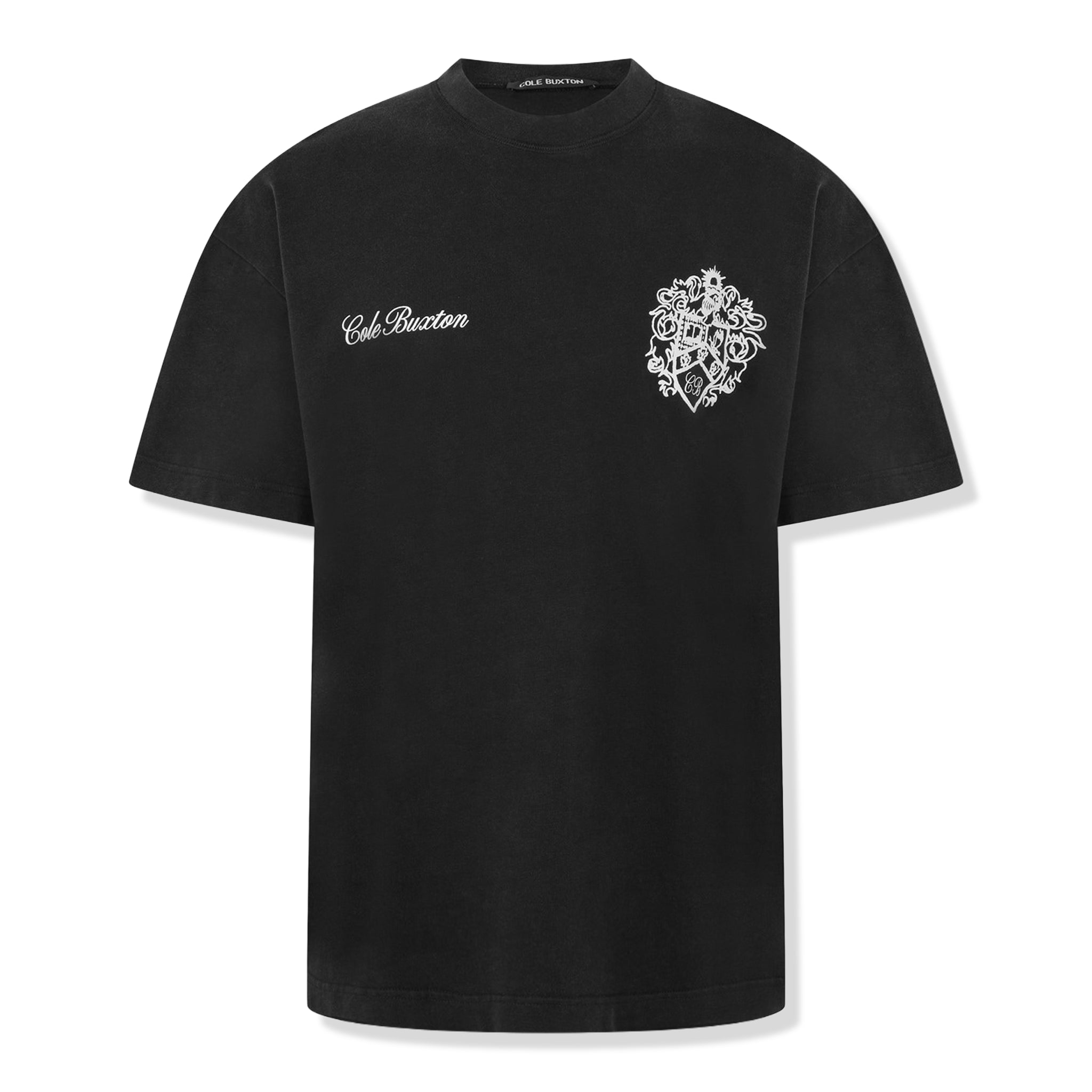 Cole Buxton Collegiate Black T-Shirt for Men - Premium Cotton Crewneck Tee for Casual Wear, Gym & Street Style