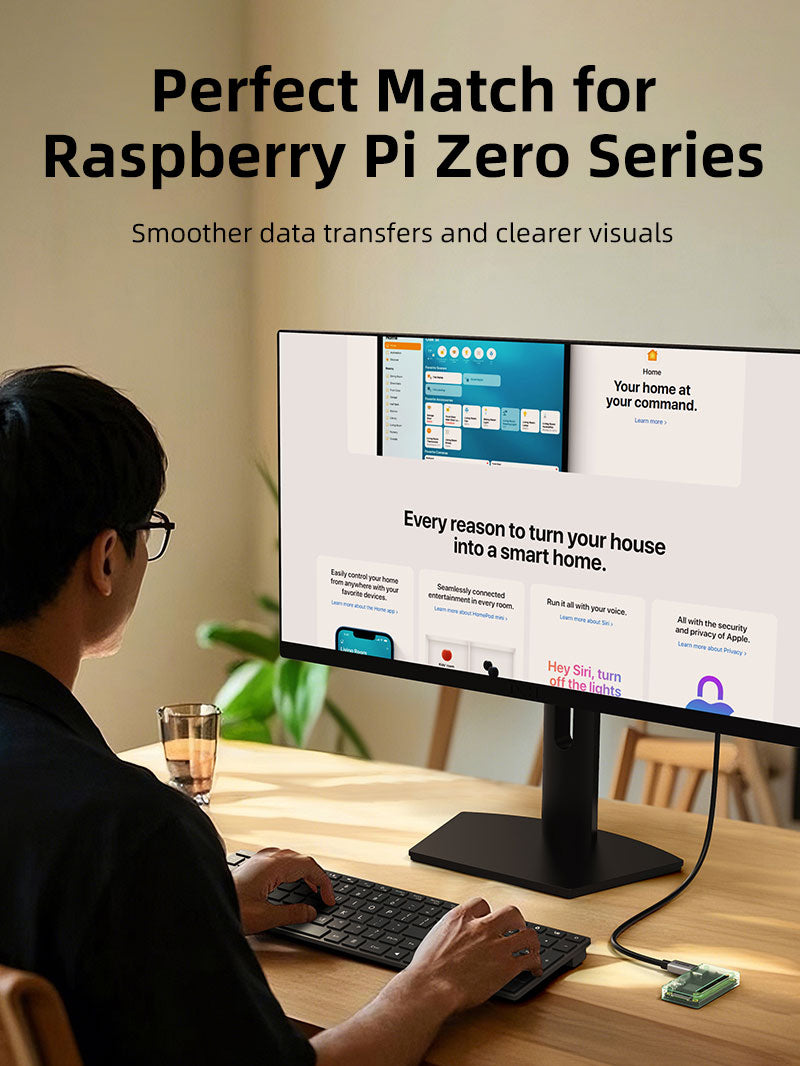 8K60Hz Micro HDMI to HDMI Cable Bi-Directional - Compatible with Raspberry Pi 4, 3B+, 3 - Ultra HD 4K/8K Video & Audio Transmission - Perfect for Gaming, Streaming & Home Theater Setups