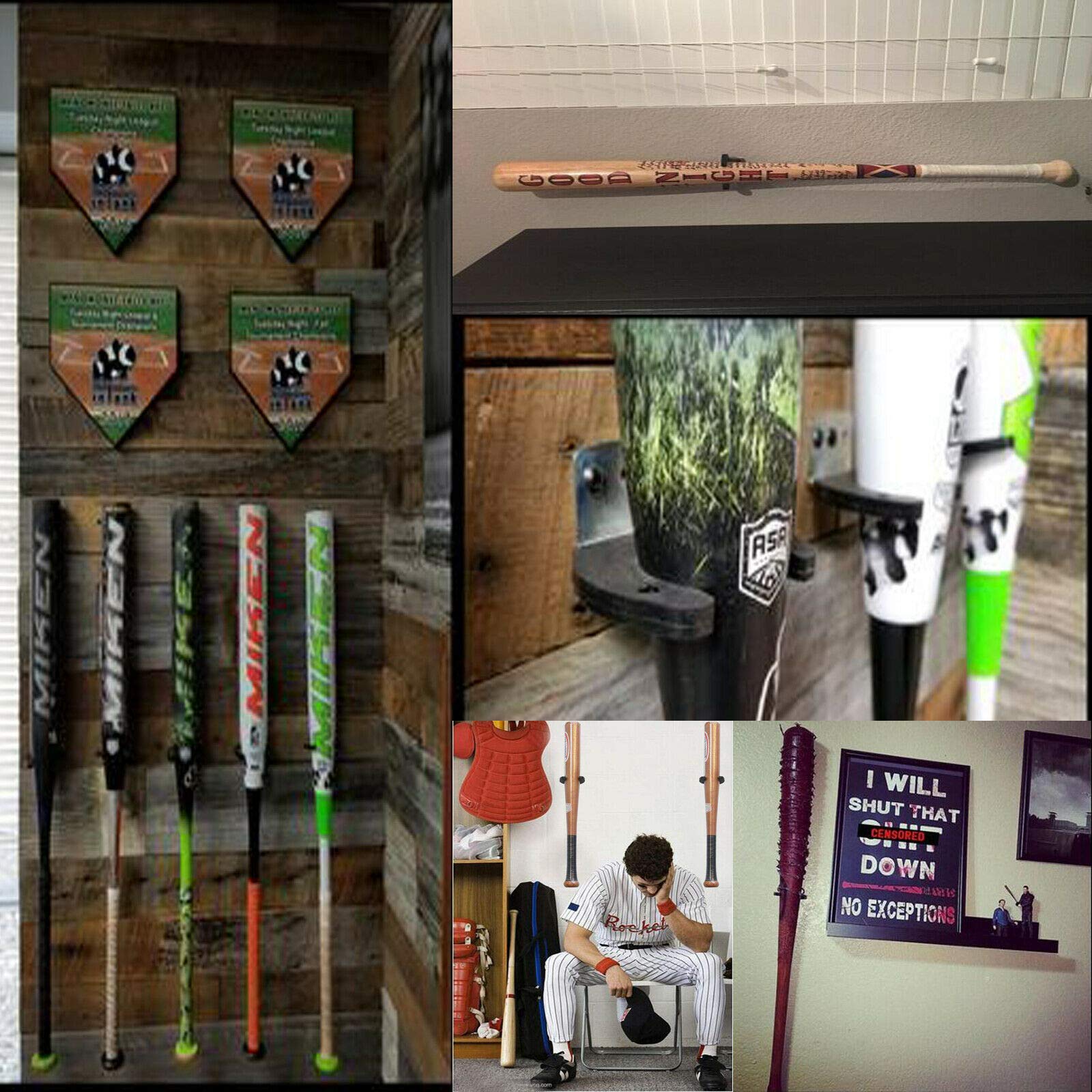 PMSANZAY 2 Pack Heavy Duty Steel Baseball Bat Rack - Wall Mounted & Fence Mounted Bat Holder for Baseball/Softball Storage - Easy Installation with Hardware Included - Perfect for Garage, Dugout, and Home Organization
