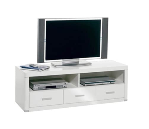 VVR HOMES AVOR Modern TV Stand with 3 Drawers - White Entertainment Center for TVs up to 60