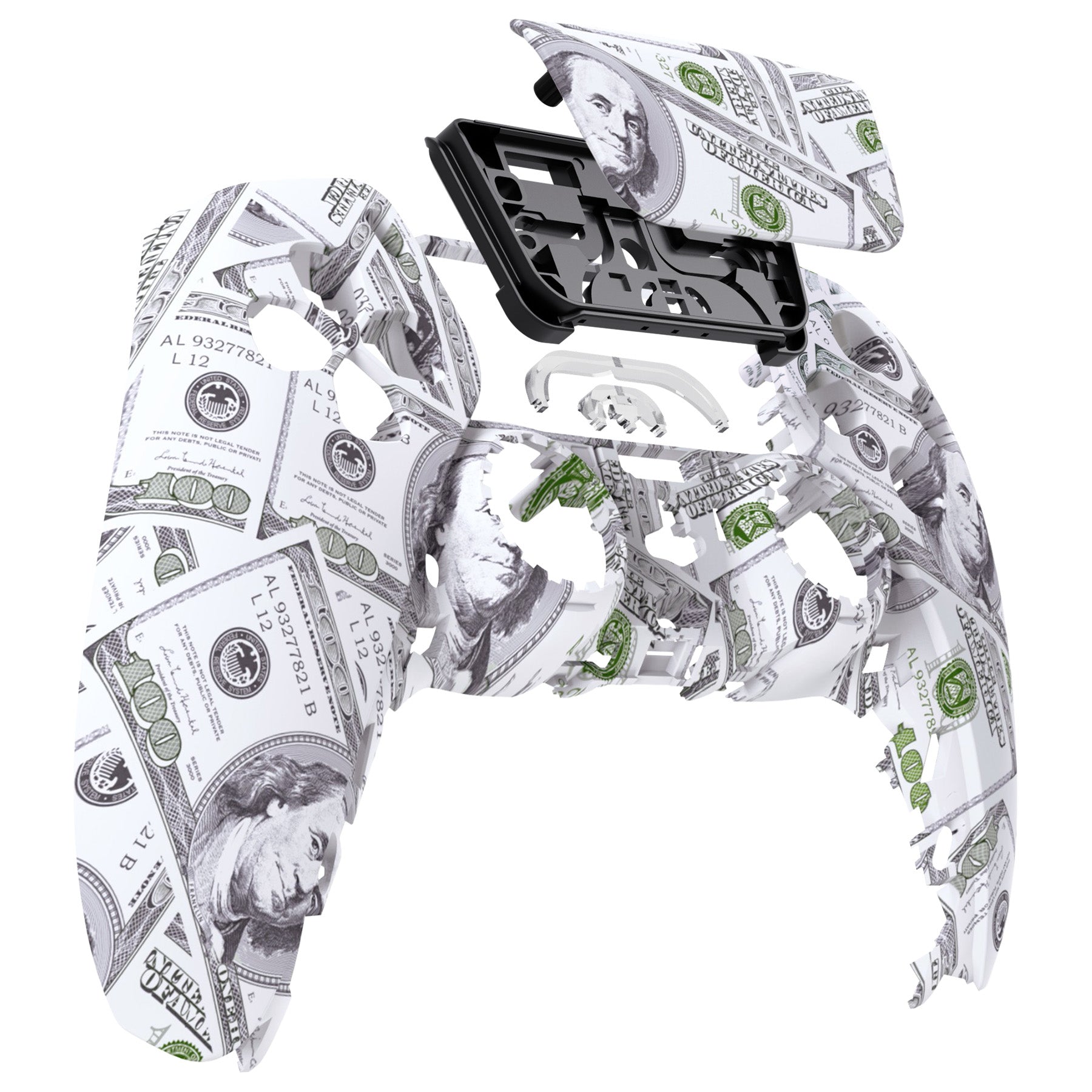 eXtremeRate $100 Cash Money Pattern Touchpad Front Housing Shell for PS5 Controller BDM-010/020/030/040/050 - DIY Replacement Shell & Custom Touch Pad Cover (ZPFS2003G3) - Perfect for Gaming Enthusiasts & Custom Controller Mods