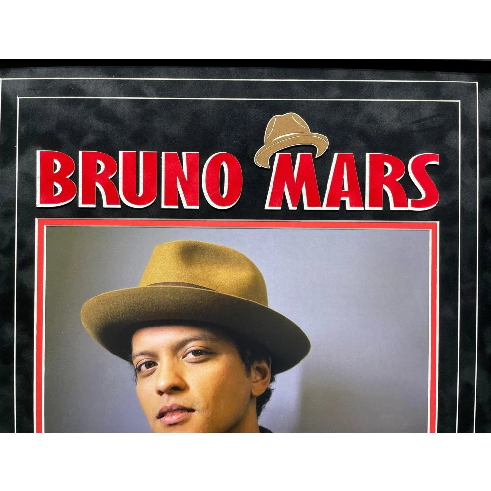 Bruno Mars Autographed 11x14 Photo with Gold Record Framed Collage - PSA/DNA Certified COA - Signed 24k Magic Memorabilia - Perfect for Music Fans Collectors and Home Decor