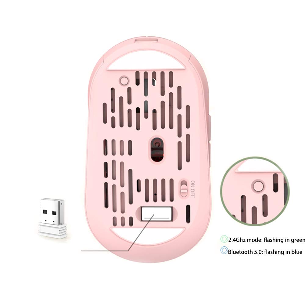 Wireless Bluetooth Mouse with Hollow-Out Ventilation Design, Dual Mode Connectivity, Silent Click & Optical Tracking, USB-C Rechargeable - Perfect for Office, Gaming & Travel Use
