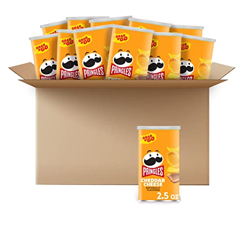 Pringles Cheddar Cheese Potato Crisps - 12 Pack | Crunchy Snacks for Lunch, Office & Kids | Perfect for On-the-Go, School, Parties & Movie Nights
