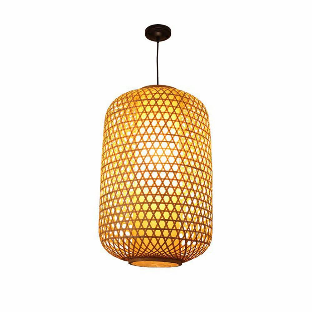 Handmade Wicker Pendant Light - Modern Natural Wooden Hanging Lamp with Bamboo Woven Shade, E27 Socket for Kitchen Island, Dining Room & Living Room Decor | Boho Chic Ceiling Lighting for Home & Cafe
