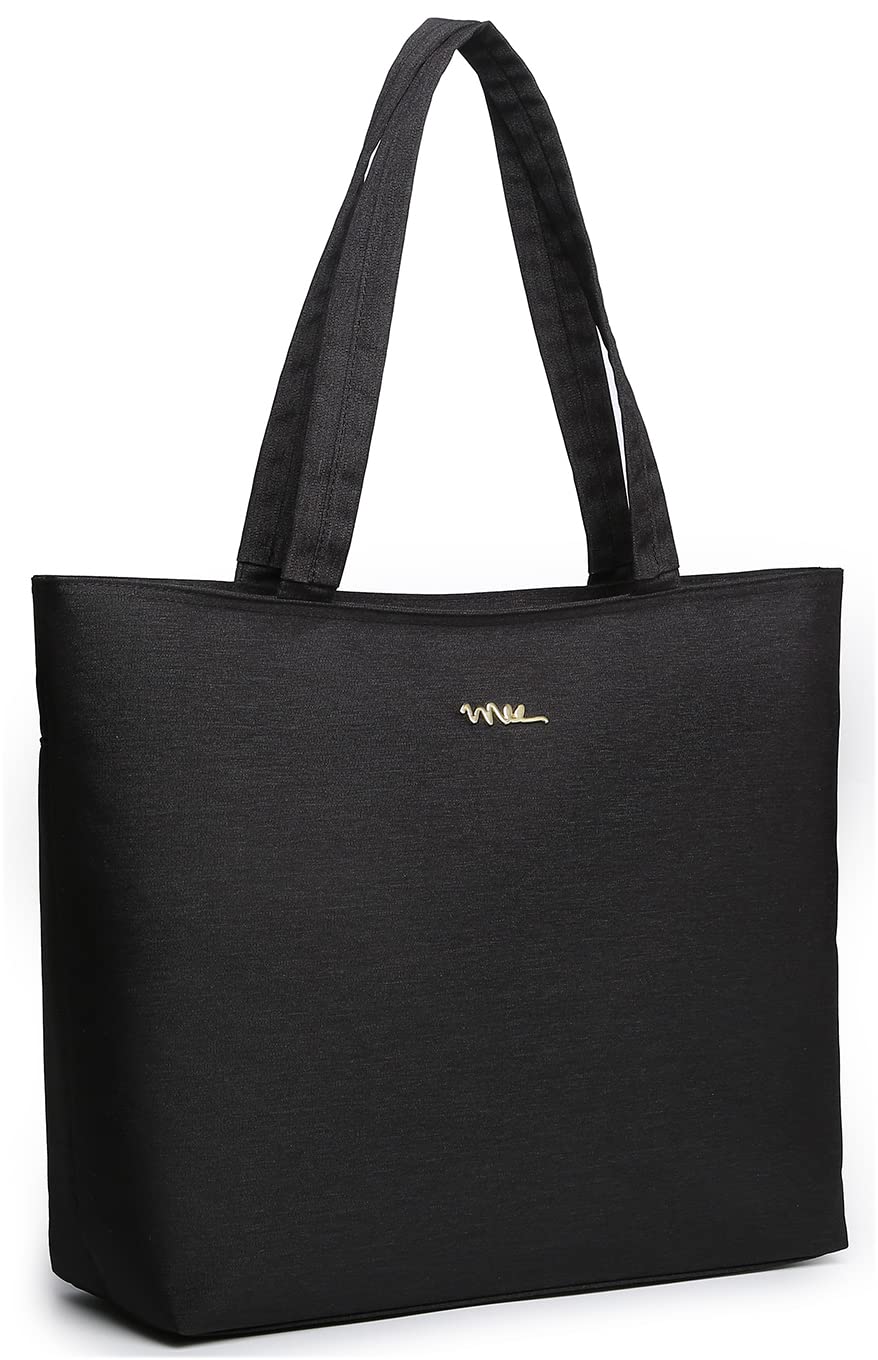 NNEE Water-Resistant Nylon Laptop Tote Bag for 14-15.6 Inch Laptops - Durable Travel & Work Shoulder Bag (Black) - Perfect for Office, Commute, and Business Trips