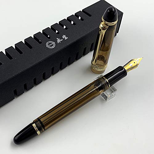 Lanxivi Yongsheng 699 Vacuum Fountain Pen - Extra Fine Nib, Brown Acrylic for Office & Calligraphy