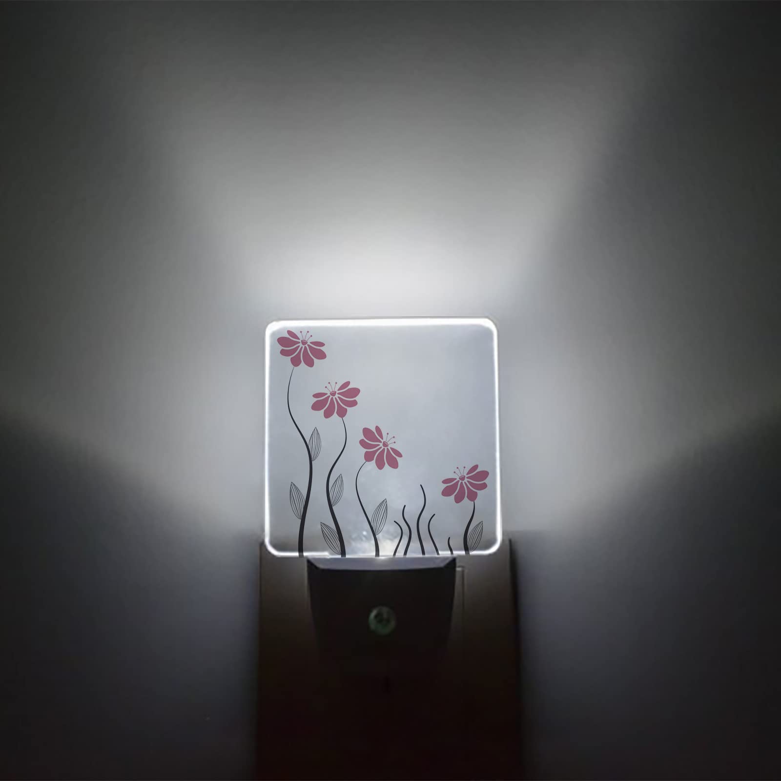 LED Night Light for Kids - Plug-in Wall Nightlight with Dusk-to-Dawn Sensor, Pink Floral Design - Perfect for Nursery, Bedroom, Bathroom, Hallway & Stairs - Safe & Soothing Baby Night Light for Home Decor