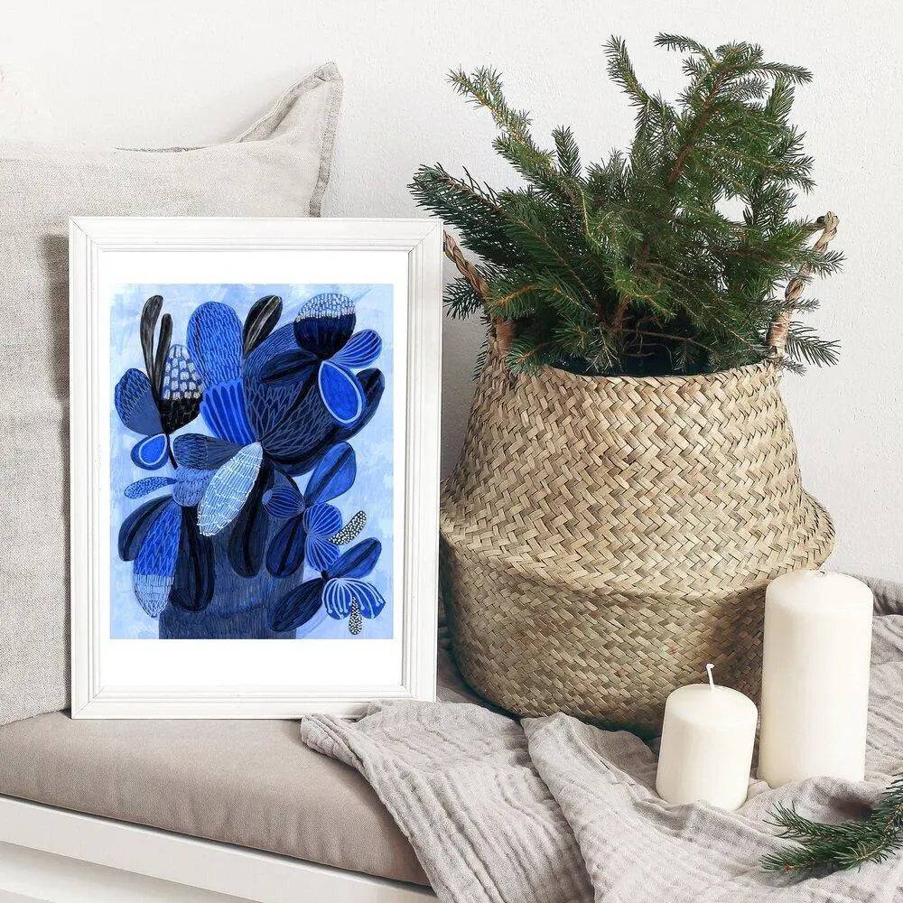 Wild Blue Bunch Abstract Art Print - Modern Wall Decor for Living Room, Bedroom & Office - Perfect for Home & Office Decor