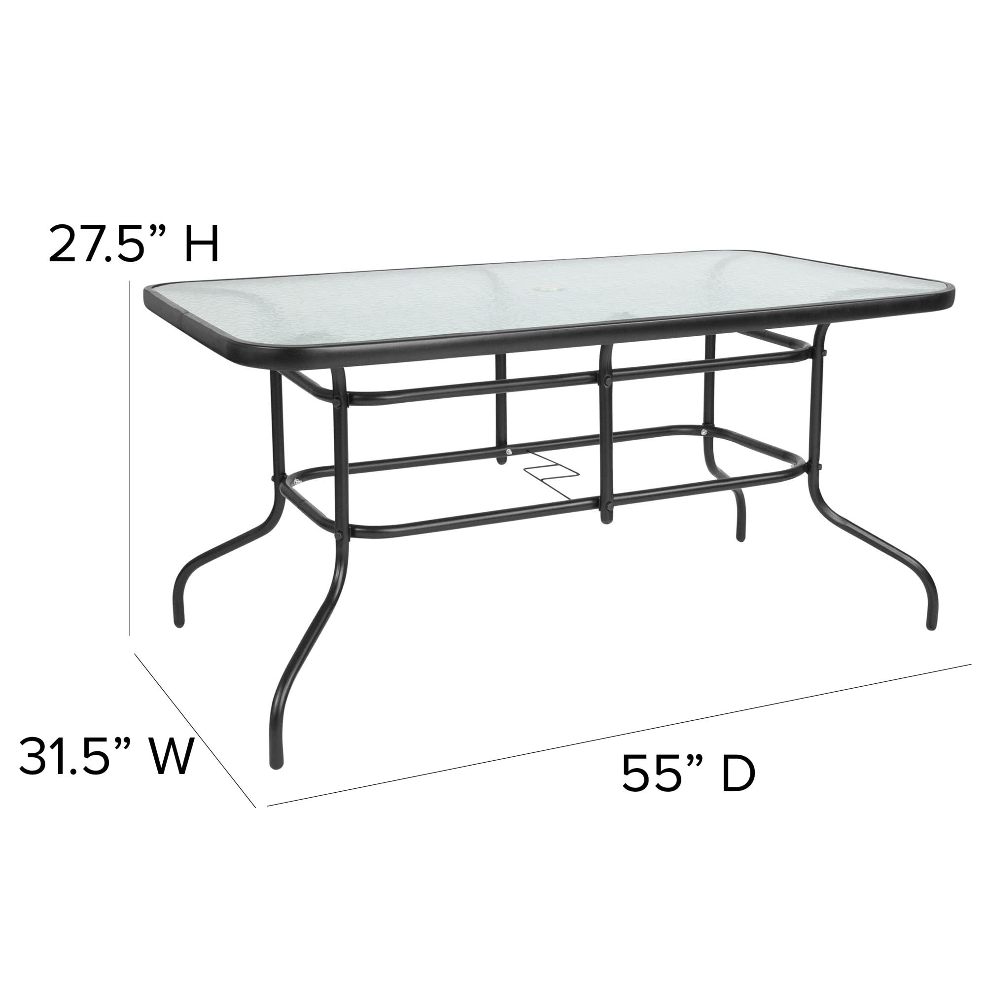 Flash Furniture Brazos 5-Piece Outdoor Patio Dining Set with 4 Gray Flex Comfort Stackable Chairs & 55