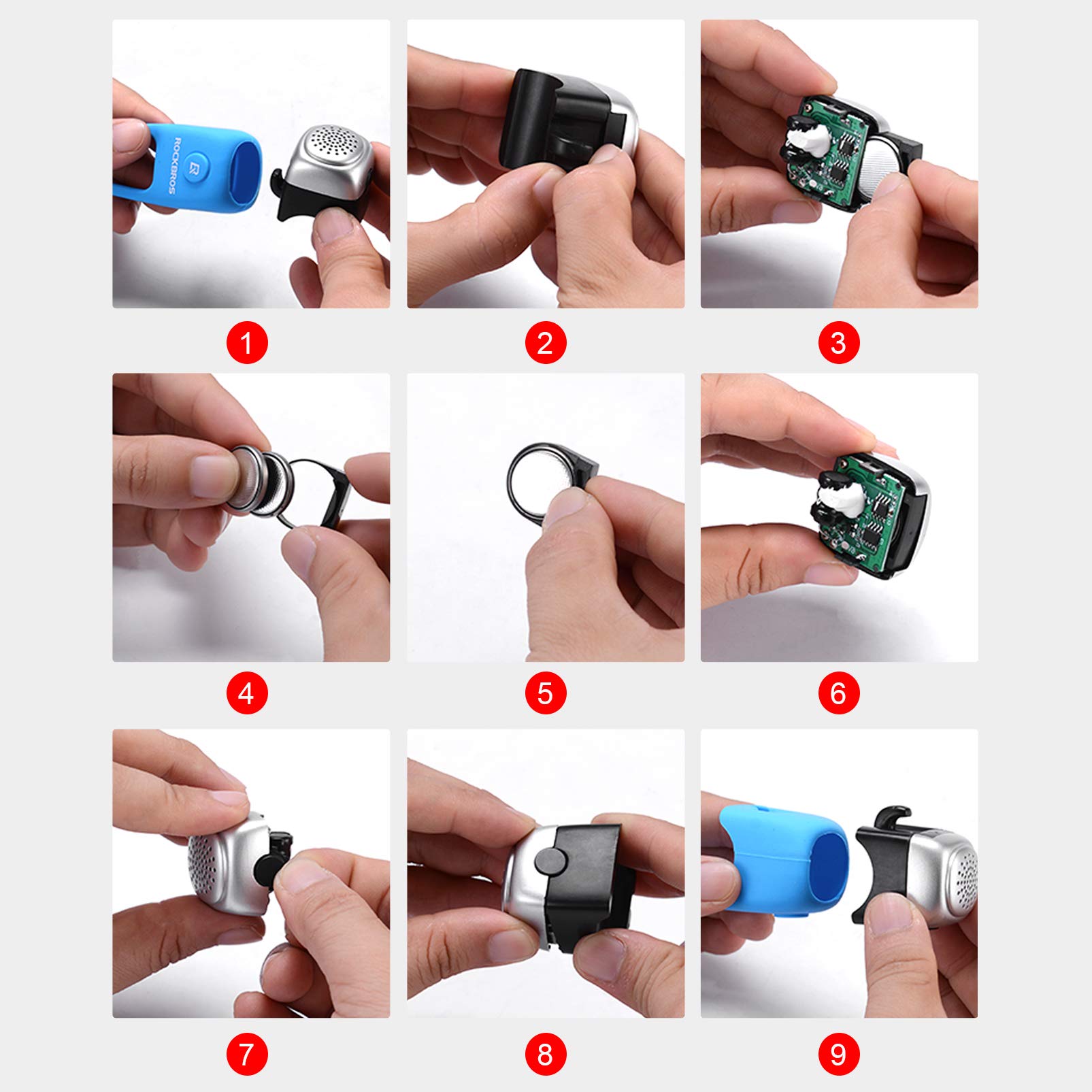 ROCKBROS Electric Bike Bell - Water-Resistant Bicycle Horn with Loud Sound for Road & Mountain Bikes - Perfect for Commuting, Cycling Safety & Urban Riding