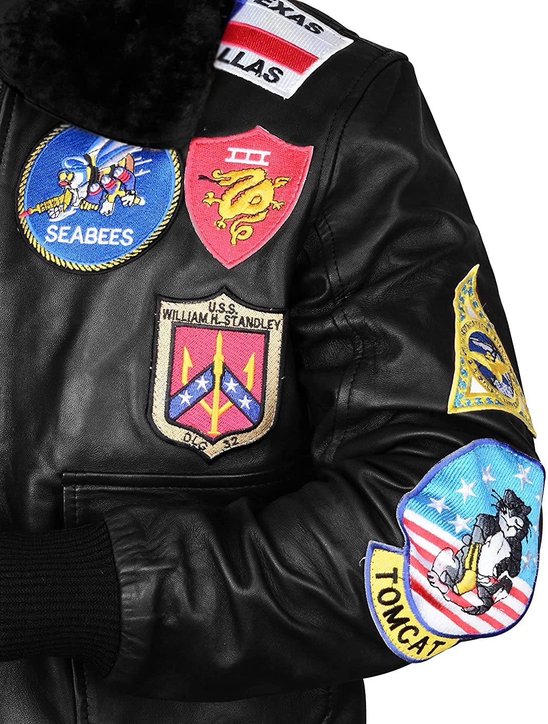 Men's Aviator Bomber Jacket - Genuine & Faux Leather Pilot Coat with Removable Fur Collar - Inspired by Top Gun & Tom Cruise Style - Perfect for Casual Wear, Motorcycle Riding & Winter Fashion