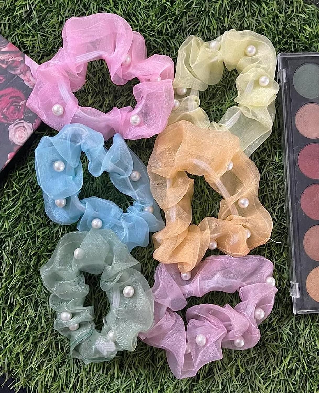 Luxury Soft Scrunchies for Women & Girls - Anti-Hair Breakage Hair Ties Set (3+1 Free Pearl Scrunchies) - Perfect Gift for Sister, Friend, Mom - Great for Workouts, Office, and Everyday Use