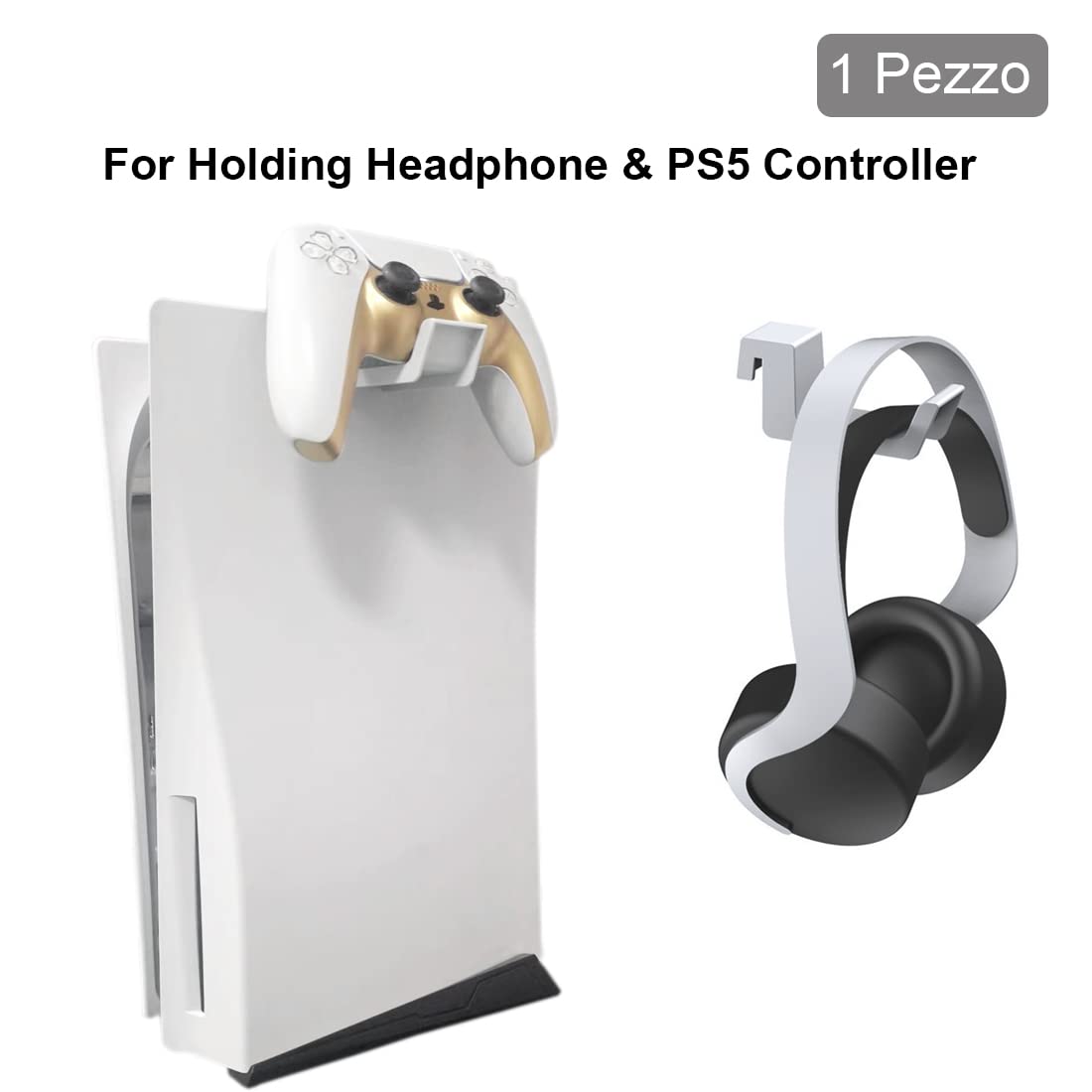 PS5 Headset Holder - Gaming Headphone Hanger & Hook for PlayStation 5 - Perfect for Organizing Headsets on Gaming Desks or Entertainment Centers
