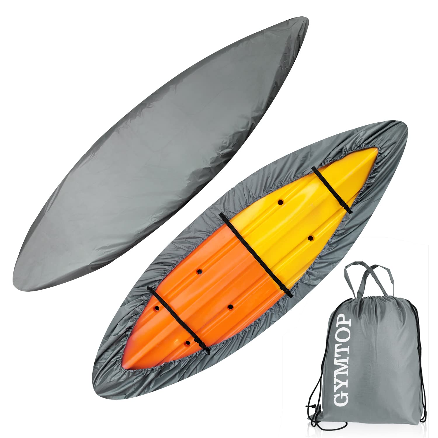**7.8-18.2ft Waterproof 420D Thickened Kayak Canoe Cover - UV Protection, Sun Shield for Outdoor Storage - Fits 12.3-13.7ft Kayaks, Canoes, Boats (Gray) - Perfect for Marine, Lake, and River Use**
