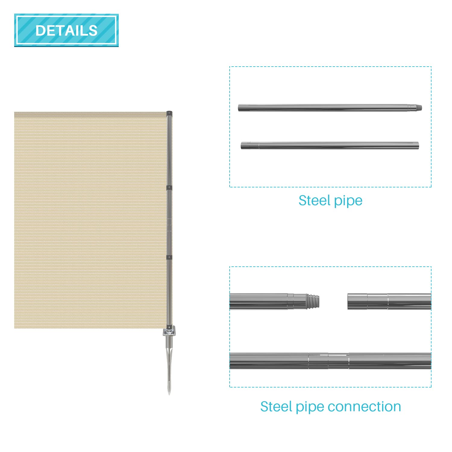 Coarbor 4'x8' Removable Outdoor Privacy Fence Panel - Beige Garden Barrier for Pools, Dogs, Chickens & Vegetable Protection | Durable Backyard Border Fencing with Spikes & Poles | Perfect for Patio, Yard Security & Pet Containment