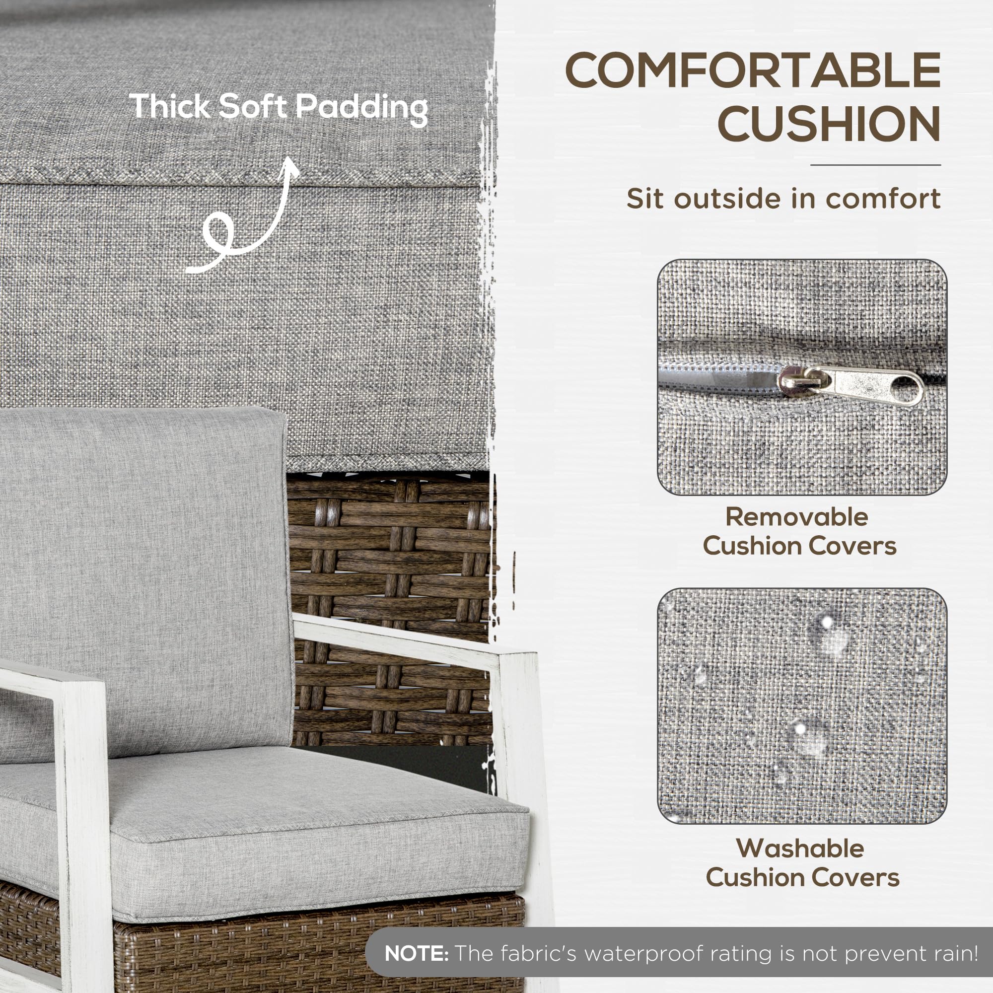 Outsunny 5-Piece Aluminum Patio Furniture Set - Modern Outdoor Conversation Set with Loveseat, 2 Chairs, Cushions, Coffee Table & Side Table - Gray - Perfect for Backyard, Garden, Poolside & Patio Relaxation