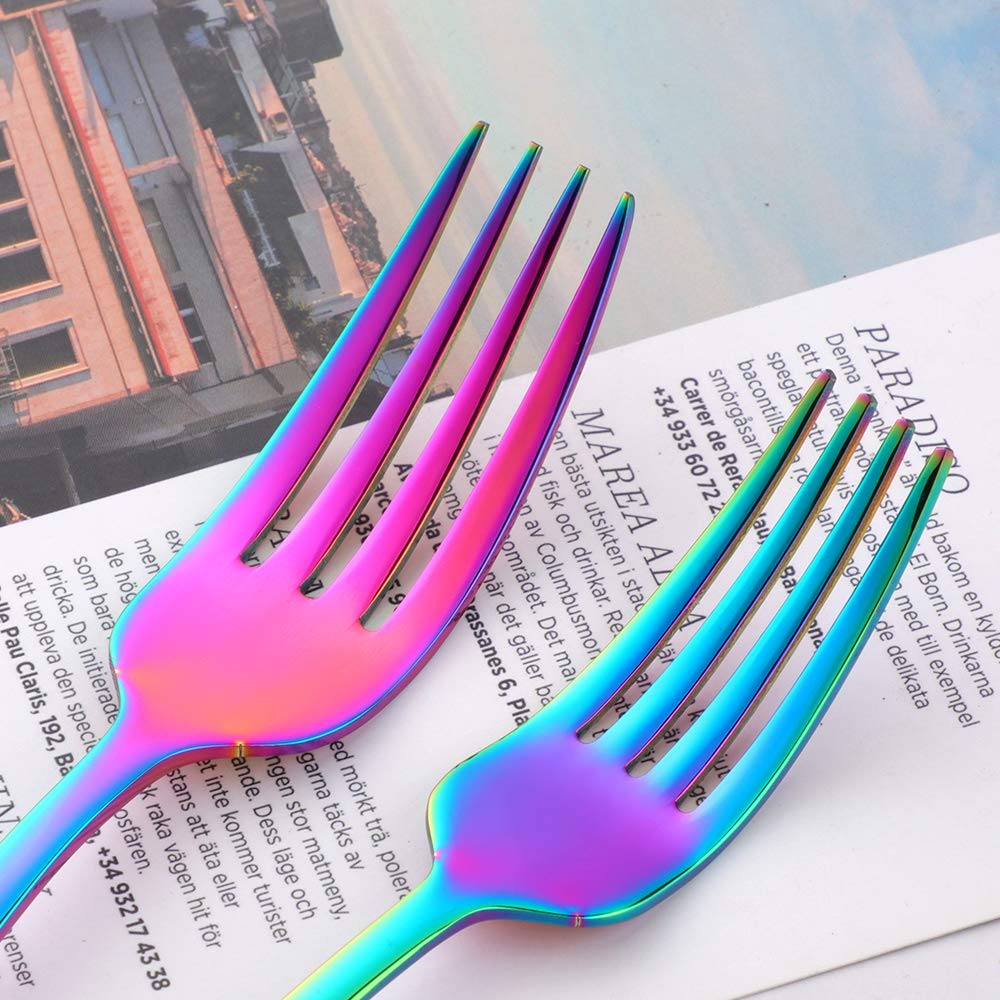 Premium 20-Piece Stainless Steel Flatware Set - Mirror Polished Silverware for 4, Elegant Dinnerware Cutlery Set with Rainbow Finish | Perfect for Formal Dining, Wedding Gifts & Luxury Kitchen Essentials