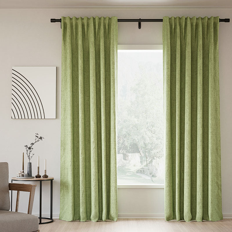 Blackout Curtains with Back Tab - 100% Linen, Memory Trained, Modern Design in Natural Tapioca Color | Perfect for Bedroom, Living Room & Home Theater Light Blocking