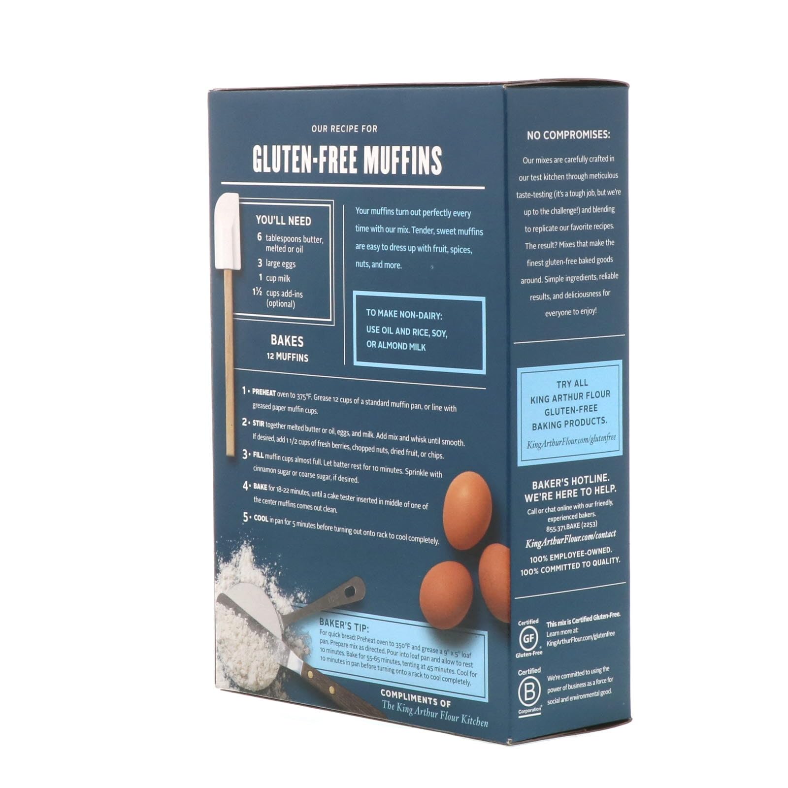 King Arthur Gluten Free Muffin Mix - 16 oz Pack | All-Purpose Baking Mix for Breakfast, Snacks & Desserts | Non-GMO, Vegan Friendly | Perfect for Home Bakers & Gluten-Free Diets