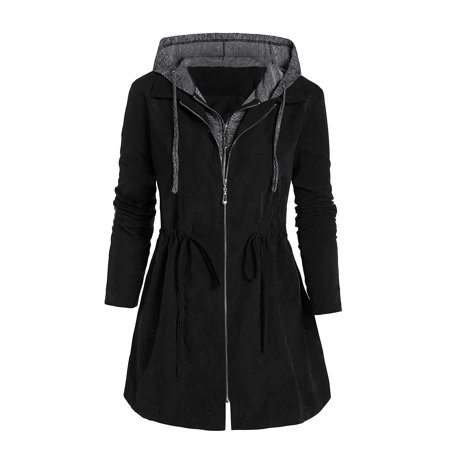2021 Fashion Women's Patchwork Winter Hooded Plus Size Coat - Warm Zipper Up Outerwear with Pockets for Cold Weather, Snow Days & Outdoor Activities
