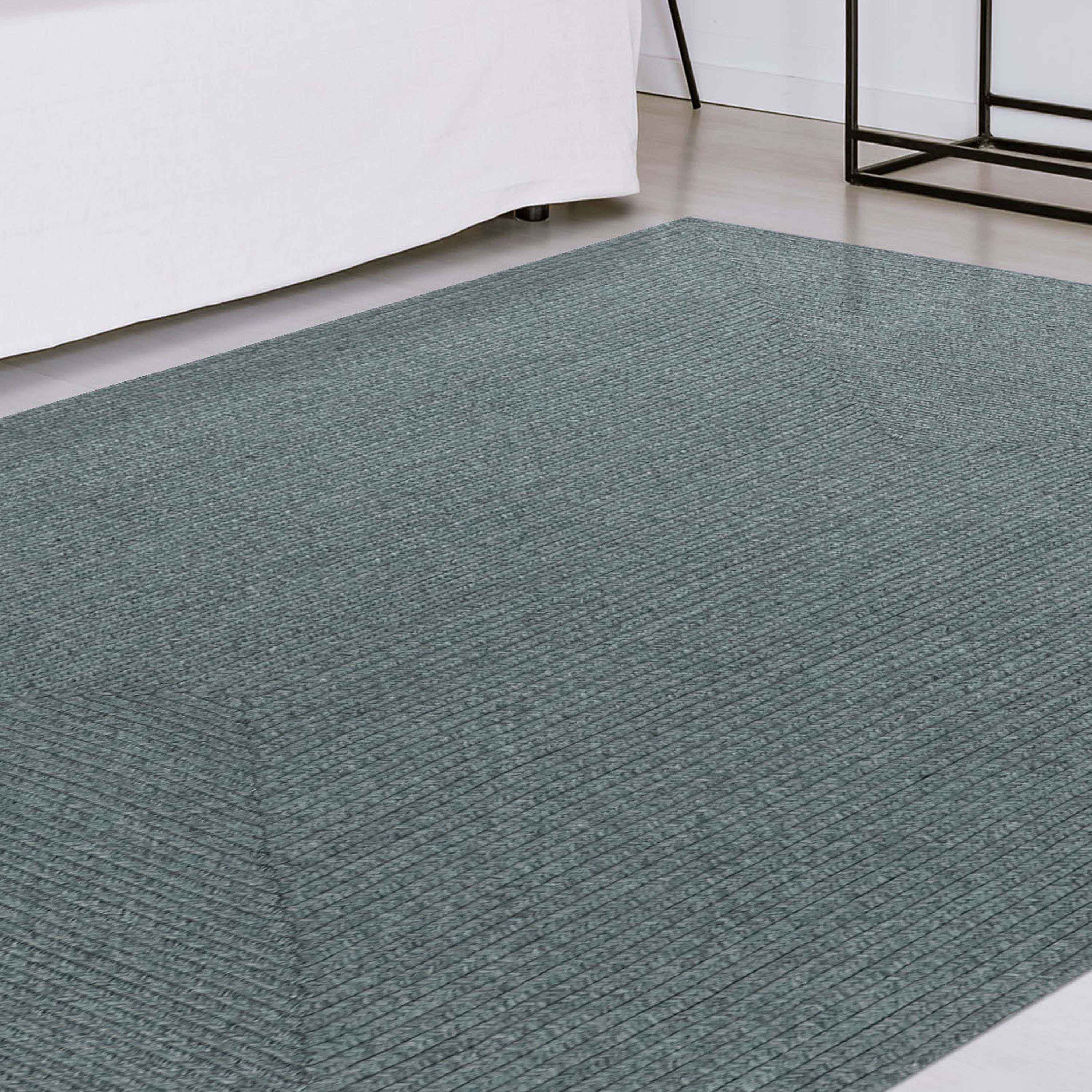 Bohemian Rectangle Braided Area Rug - Non-Slip Indoor Outdoor Rug for Living Room, Bedroom, Patio - Soft Woven Jute Natural Fiber Floor Mat for Home Decor