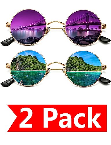 2 Pack (Gold/Purple Mirrored + Gold/Green Mirrored)