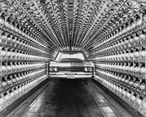 Factory Car Paint Drying Heat Lamps Poster Print - 18x24 Inch Wall Art for Garage, Workshop & Industrial Decor