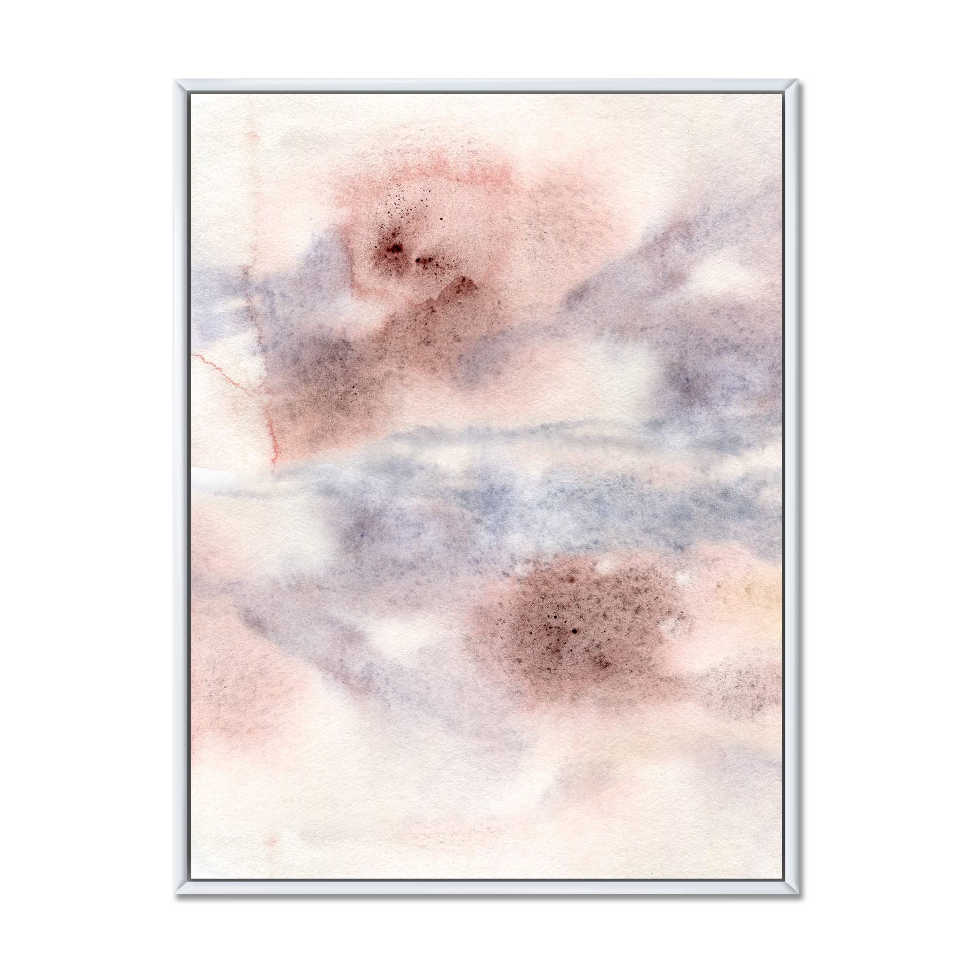 Pastel Abstract Canvas Wall Art - Blue Pink Gray & Red Spots Modern Framed Print | Perfect for Living Room, Bedroom & Office Decor