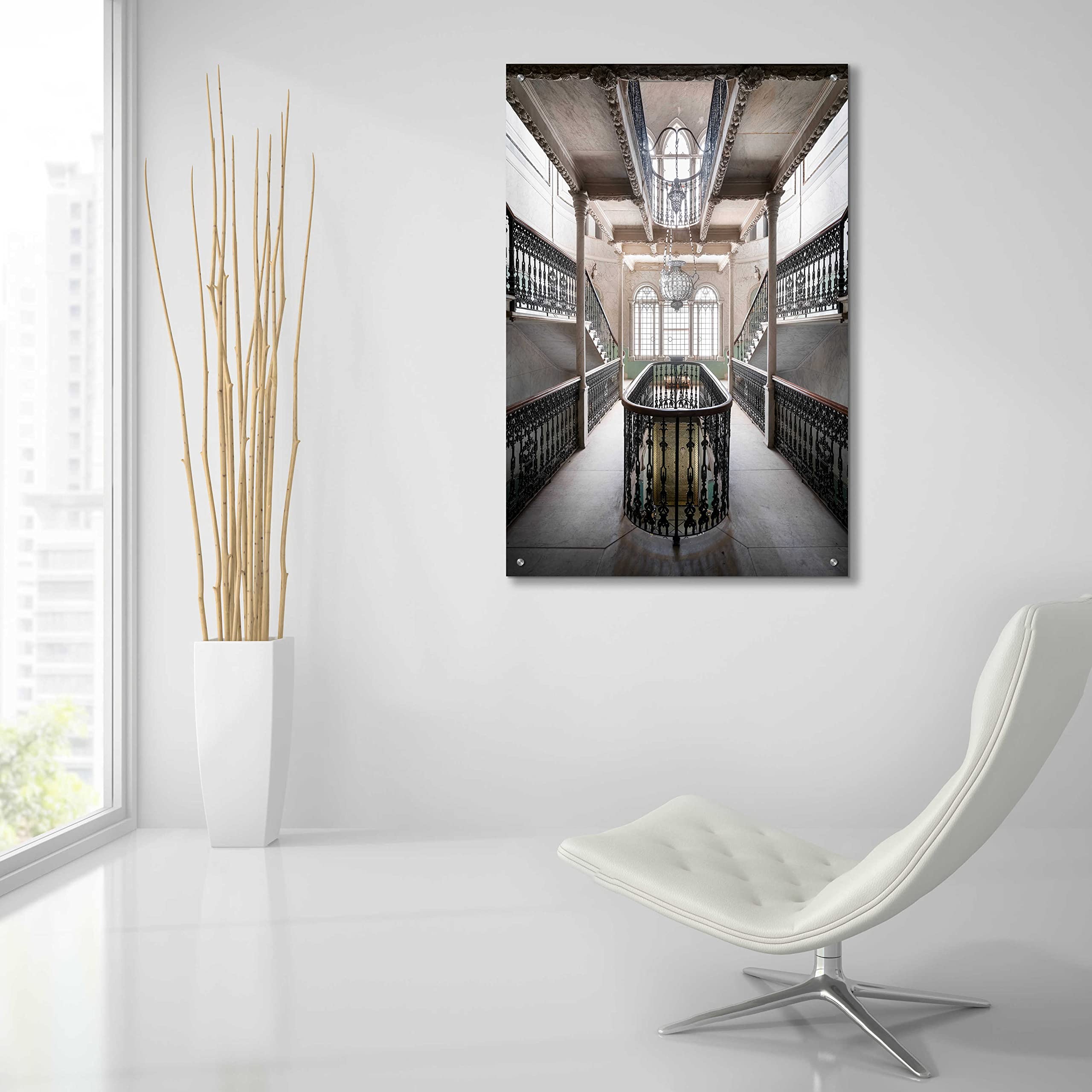 Roman Robroek 'Sursock Staircase' Acrylic Glass Wall Art Print - 24x36 Inches Modern Home Decor - Perfect for Living Room, Bedroom & Office Spaces
